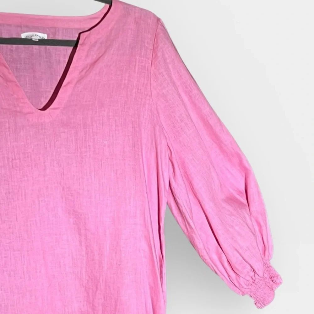 NWOT BEAUTIFUL PINK LINEN FLOWY ROMANTIC TUNIC SHORT DRESS COVER UP - Picture 5 of 5